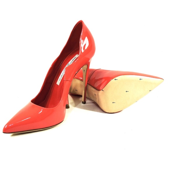 GIANMARCO LORENZI 🇮🇹 WOMEN'S CORAL PATENT LEATHER FASHION PUMPS - Picture 8 of 10